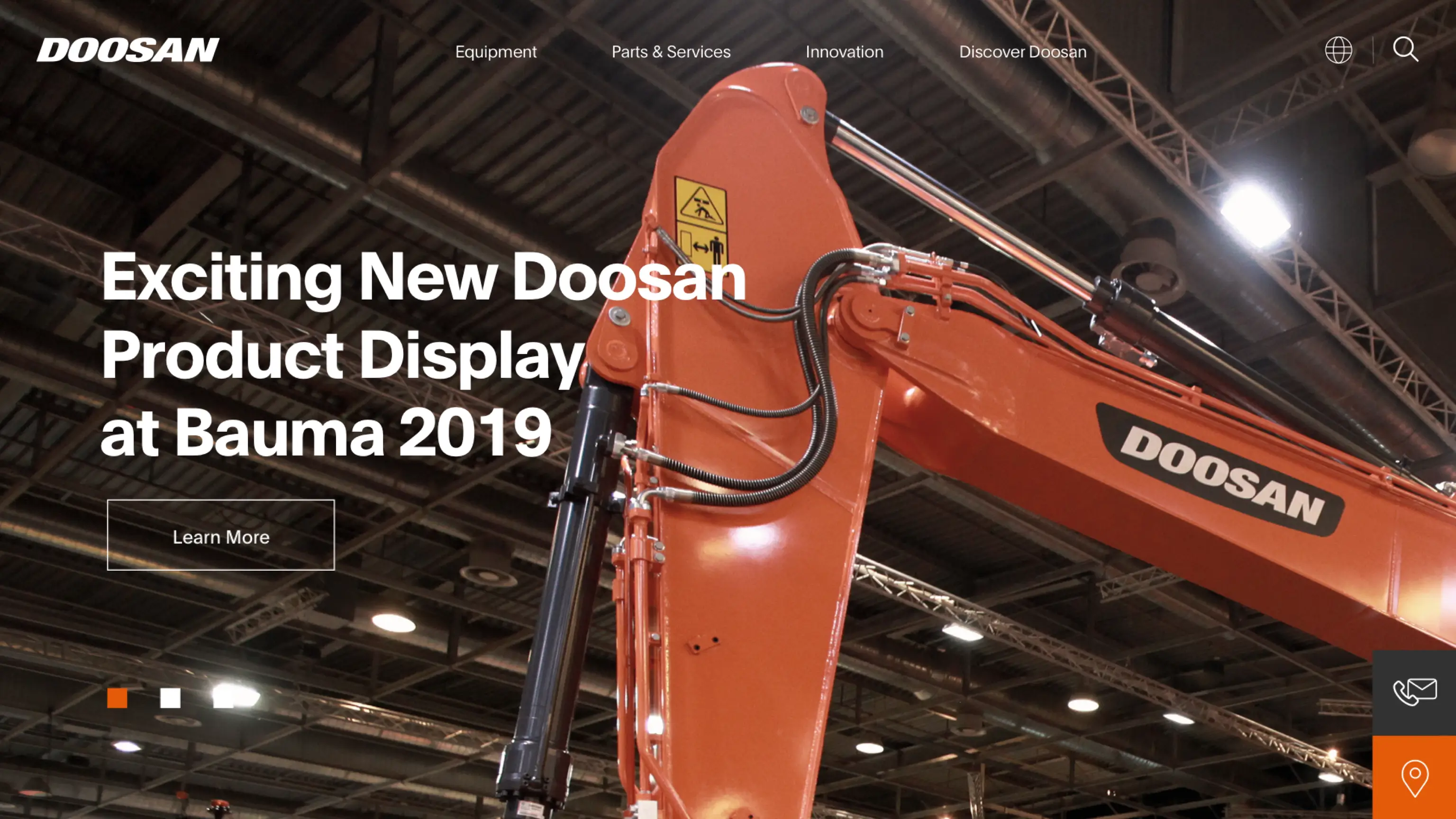 Screenshot of Doosan redesigned and developed website.