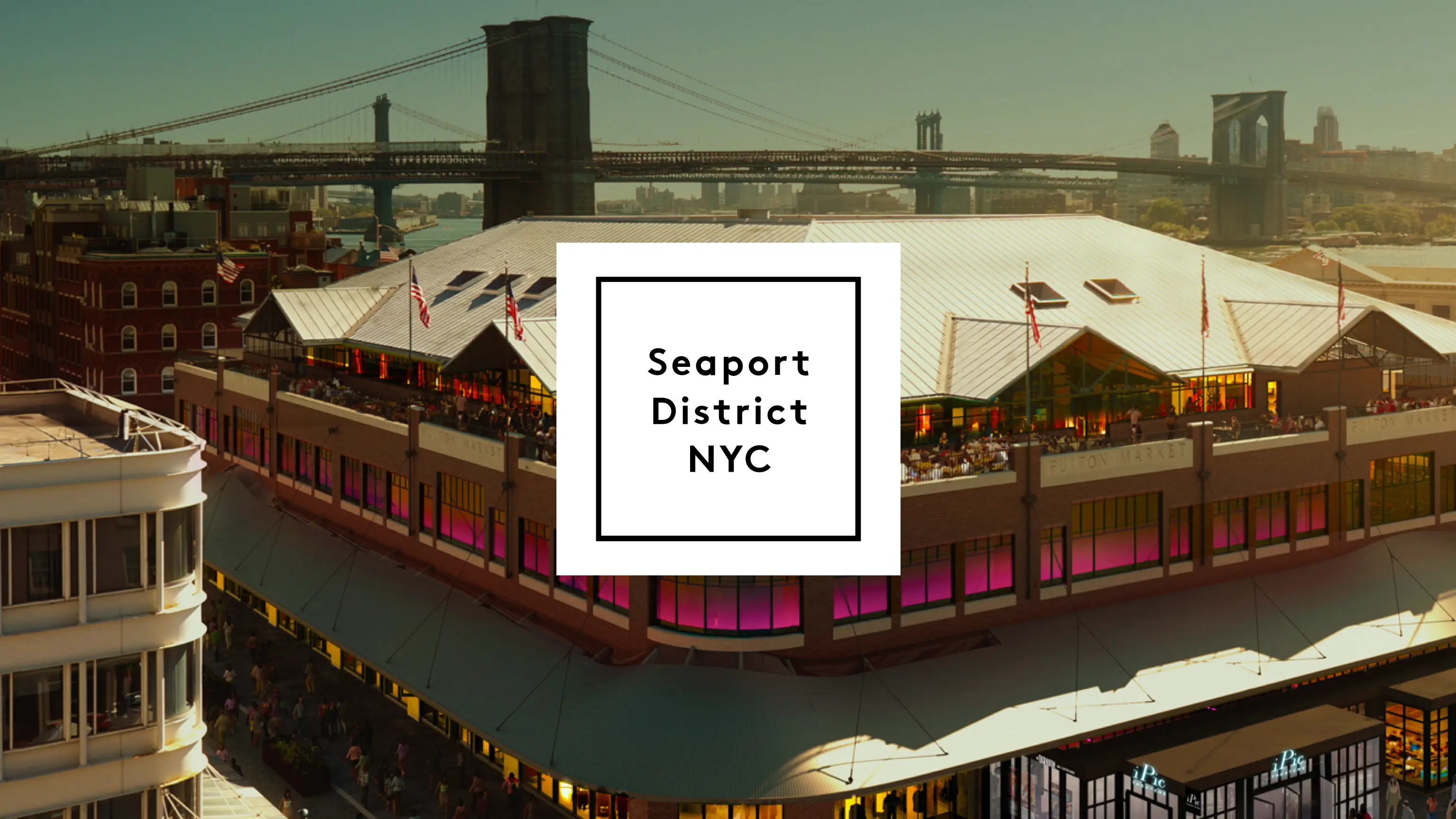 Howard Hughes website hero graphic for NYC’s Seaport District