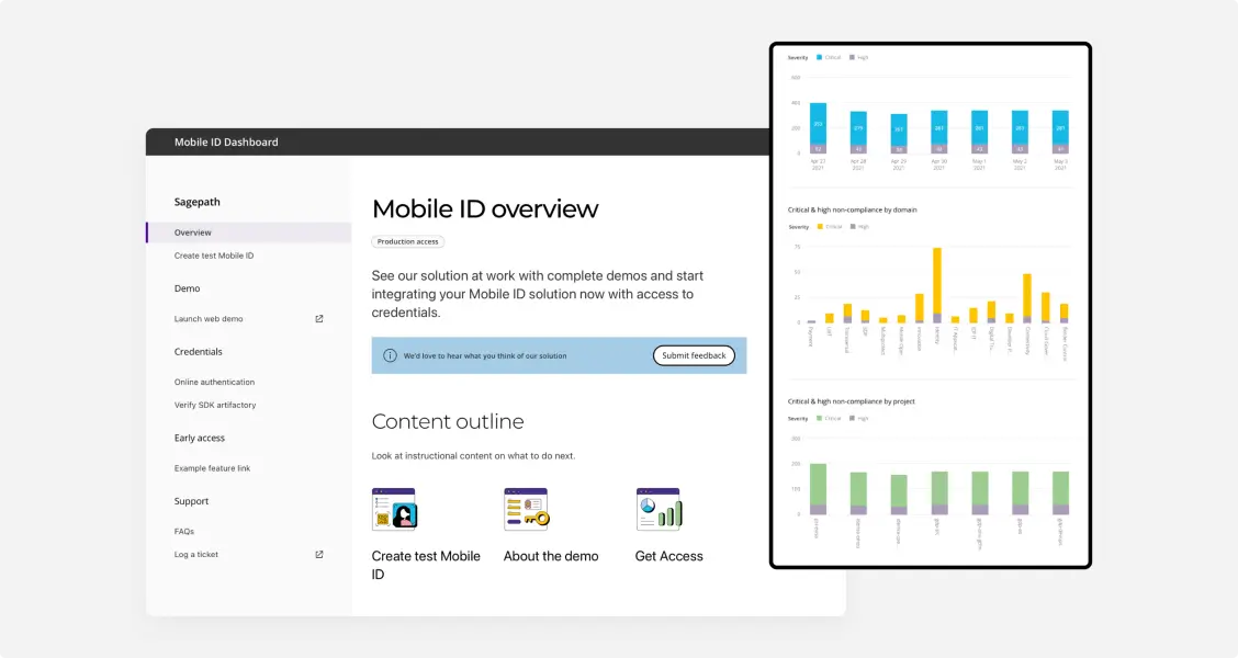 IDEMIA’s Mobile ID Dashboard highlighting improved data presentations in bar graph formats.