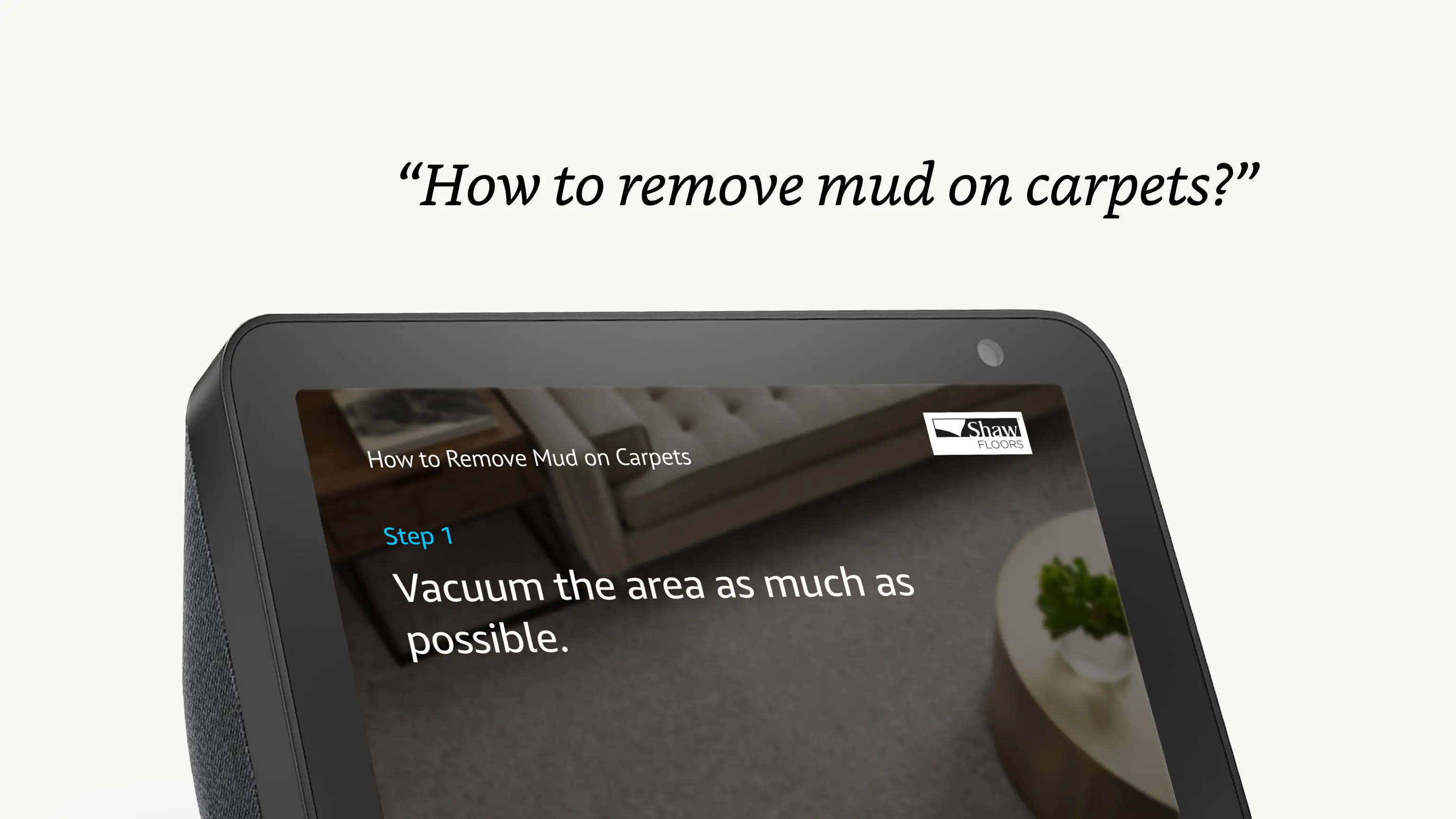 Screenshot showing Shaw Floors website integration with Amazon Alexa.