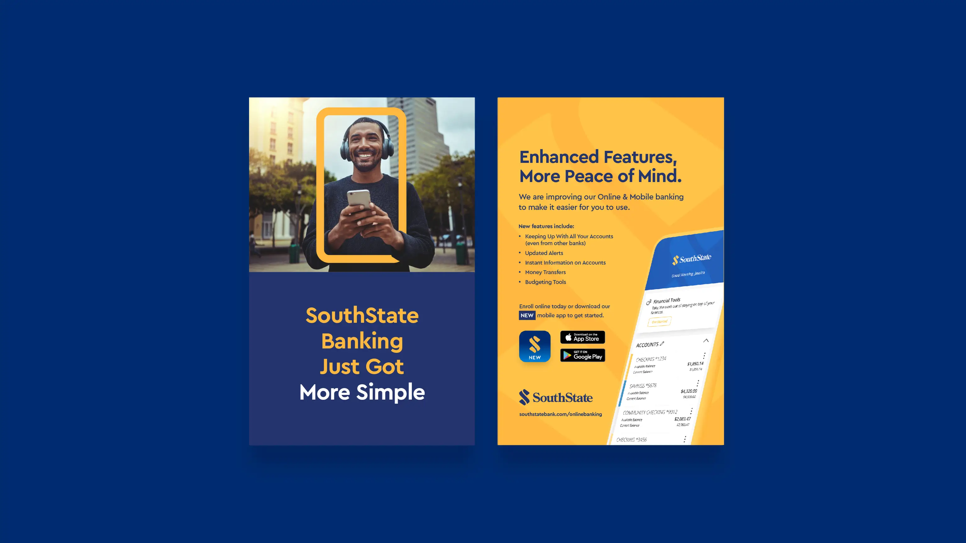 Screenshots of SouthState Bank's marketing campaign creative work.