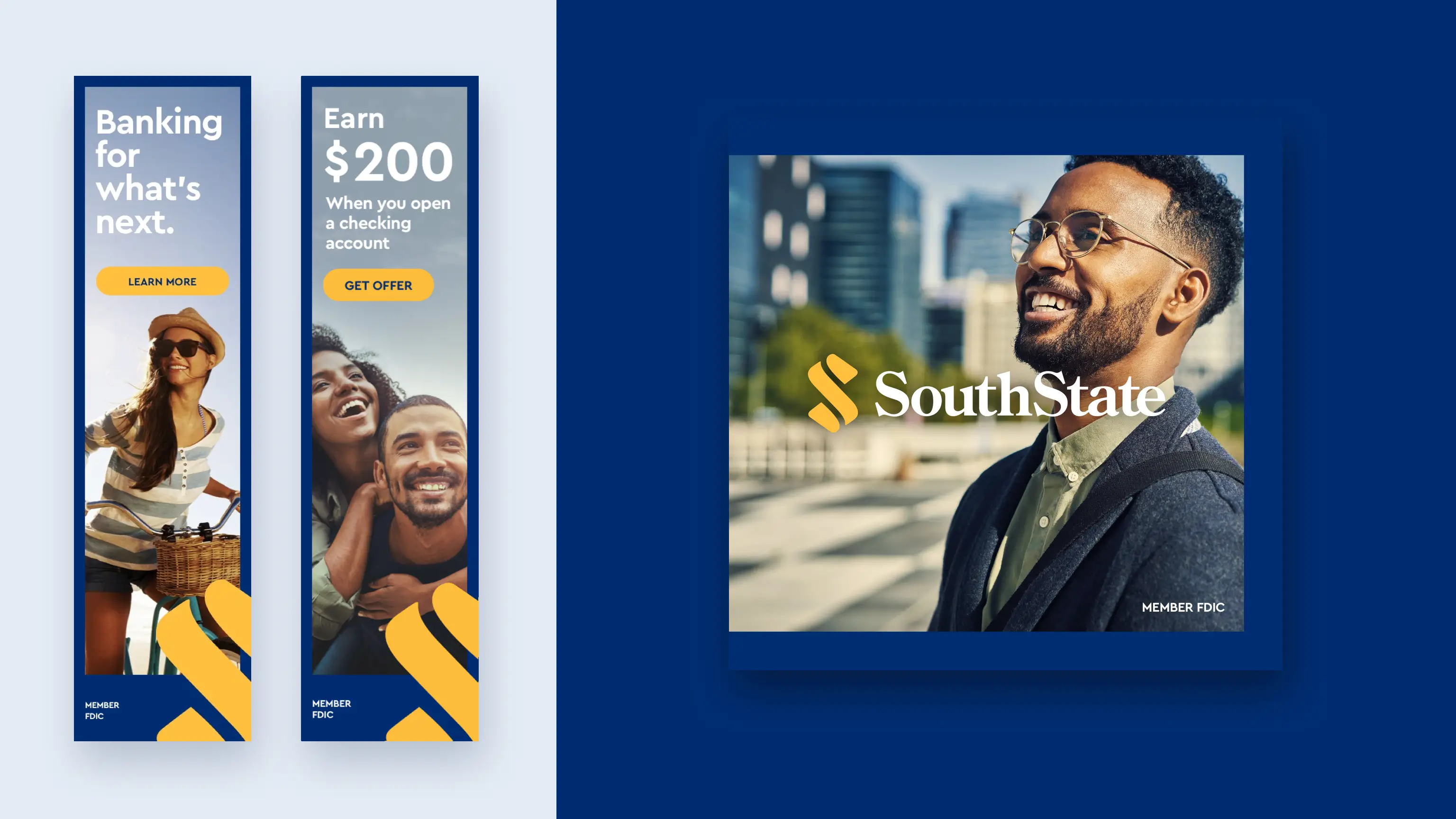 SouthState Bank advertising campaign banners.